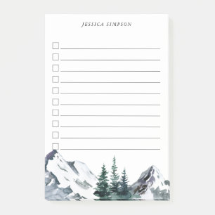 Post-it® Elégant Aquarelle Montagnes Forêt à faire Liste