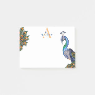 Post-it® Élégant aquarelle Peacock Monogramme