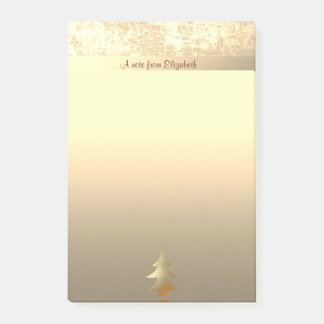 Post-it® Elégant Arbre de Noël Or - Personnalisé (Devant)