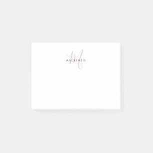 Post-it® Élégant blanc blanc blanc clair rose Script Monogr