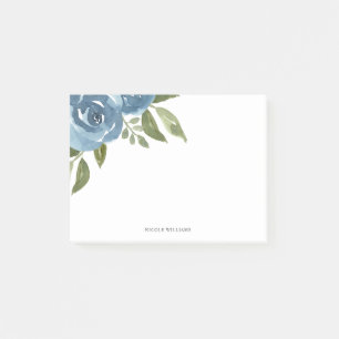 Post-it® Elégant bleu azur aquarelle Floral Personnalisé