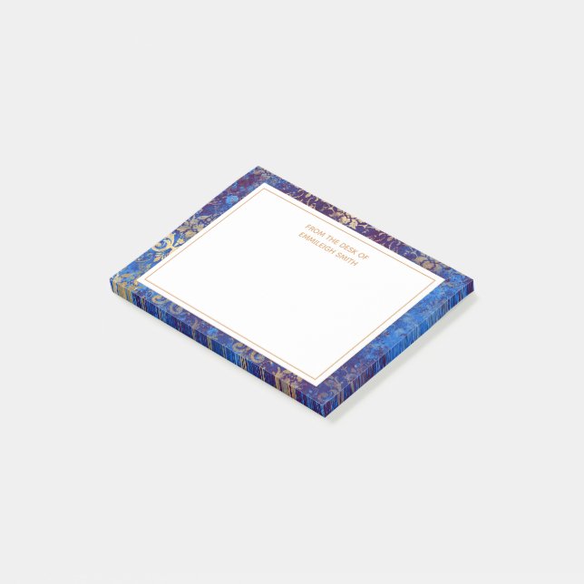 Post-it® Elégant Bleu Marine Or Damas Du Bureau De (Incliné)