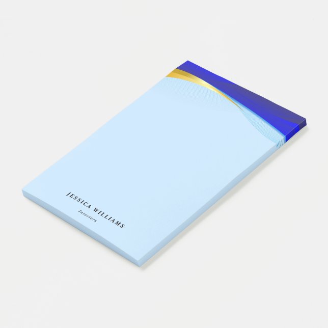 Post-it® Élégant Blue Gold Luxury Designer Logo Entreprise (Incliné)