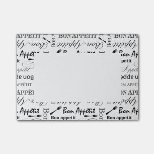 Post-it® Élégant Bon appétit noir et blanc Chef françai
