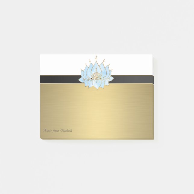 Post-it® Élégant Chic Girly Faux Gold Lotus (Devant)
