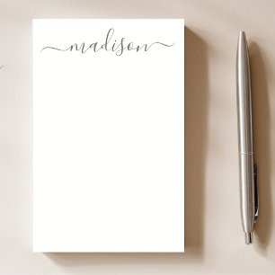 Post-it® Élégant chic Gris Calligraphie Script Nom enseigna
