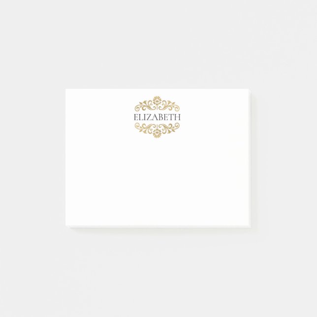 Post-it® Elegant Chic Modern Monogram Black Gold  (Devant)
