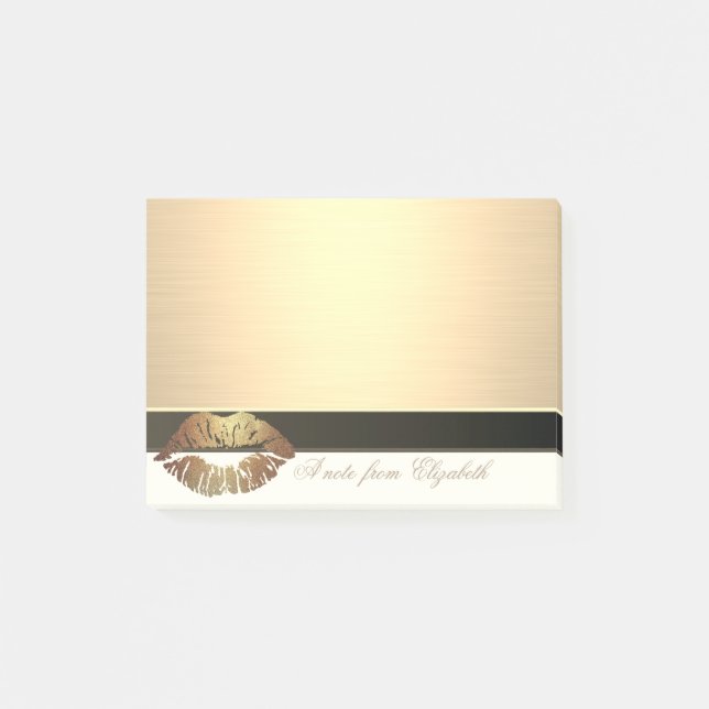 Post-it® Élégant Chic Stylish Girly, Faux Gold, Lèvres (Devant)