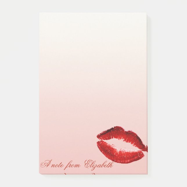 Post-it® Élégant Chic Stylish Girly, Lèvres Rouge Glitterie (Devant)