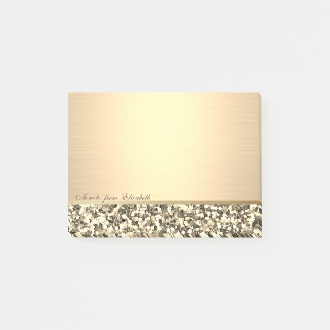 Post-it® Elégant Chic Stylish Girly, Parties scintillant Or (Devant)