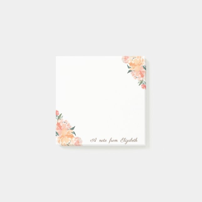 Post-it® Élégant, Élégant, Fille, Aquarelle Fleurs (Devant)