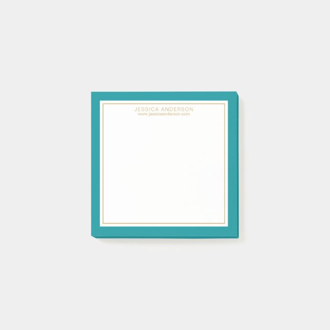 Post-it® Élégant et moderne Turquoise/blanc/Or Personnalisé (Devant)