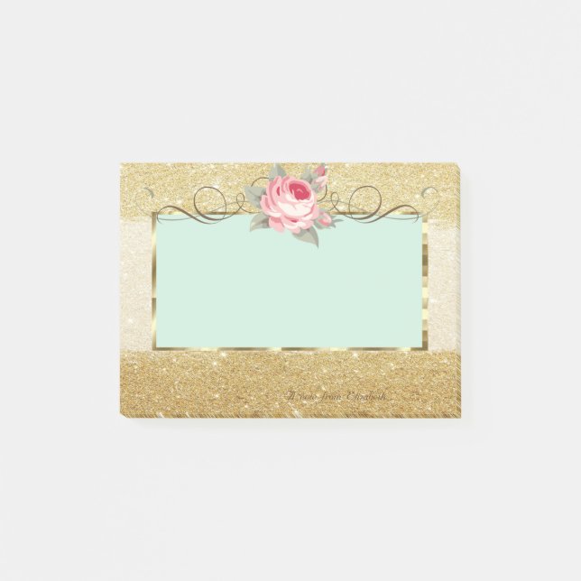 Post-it® Élégant et stylé, cadre, rose, pailleté (Devant)