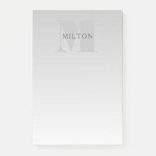 Post-it® Élégant Faux gris argenté Gradient Monogramme Clas
