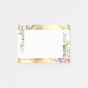 Post-it® Élégant Fleurs d'Éléphant Pailleté Or Moderne - Pe