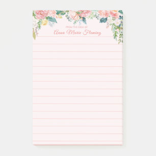 Post-it® Élégant Floral Blush Rose Peony Nom lin