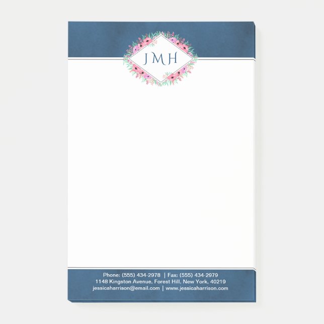 Post-it® Élégant Floral & Marine Personnel Ou Affaires (Devant)