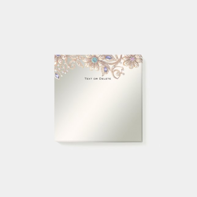 Post-it® Elegant Gold Jewel Flowers Post it Notes (Devant)
