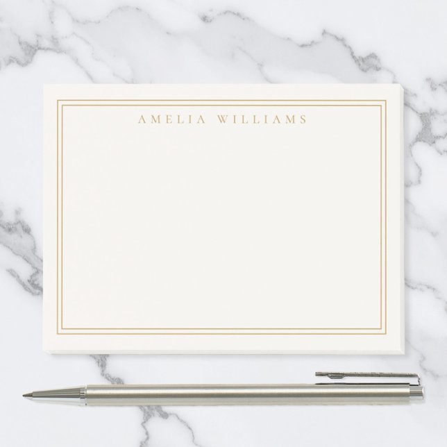 Post-it® Elegant Ivory Gold Minimalist Two Border (Créateur téléchargé)