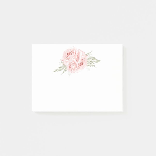 Post-it® Elégant Jardin Floral Rose Rose Billet (Devant)