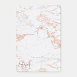 Post-it® Élégant marbre et Rose or monogramme