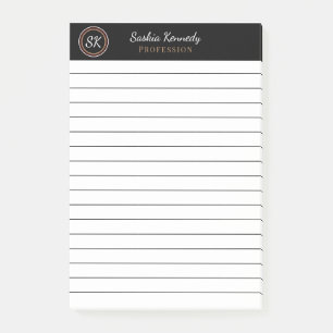 Post-it® Élégant Mélange Brown Noir Professionnel Monogr