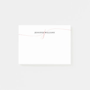 Post-it® Élégant minimaliste Blush Pink Script Monogramme