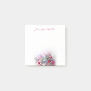 Post-it® Elégant Modèle Floral Aquarelle Rose Fleurs