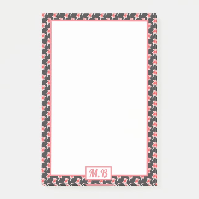 Post-it® Élégant Monogramme Motif de la broche rouge (Devant)