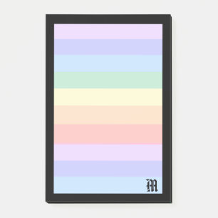 Post-it® Élégant Monogramme sur Pastel Arc-en-ciel et Cadre