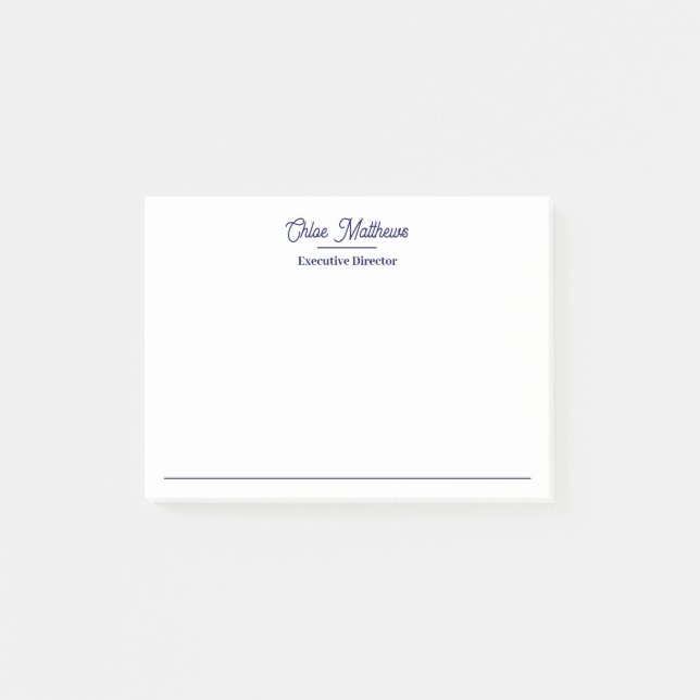 Post-it® Elegant Navy Blue Script Border  (Devant)