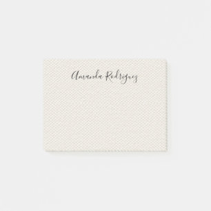 Post-it® Élégant nom de script sur toile beige Faux Texture