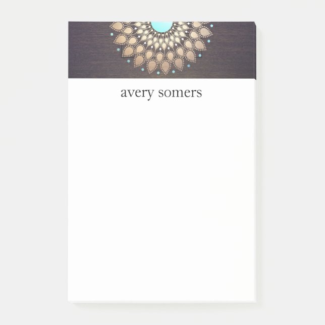 Post-it® Elégant or Ornate Lotus Mandala Bois Look (Devant)