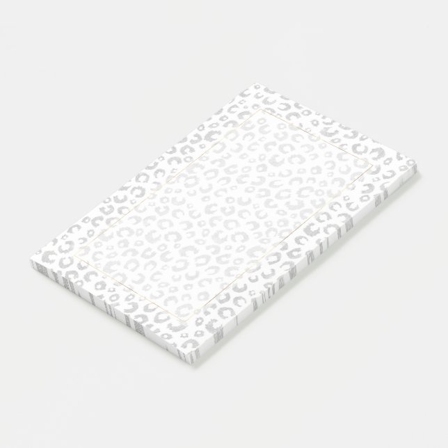Post-it® Élégant Parties scintillant d'argent Motif Leopard (Incliné)