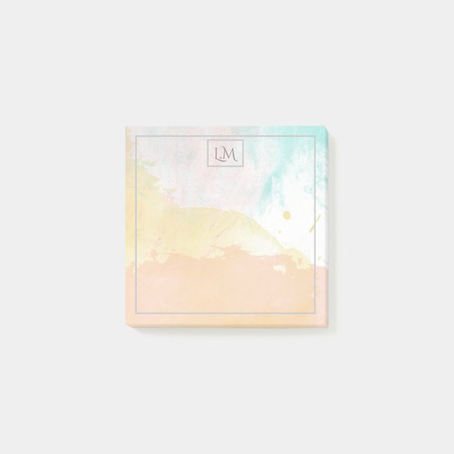 Post-it® Elégant Pastel Aquarelle Monogramme (Devant)