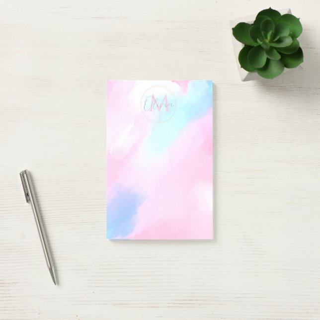 Post-it® Elégant Pastel bleu rose aquarelle peinture (Bureau)