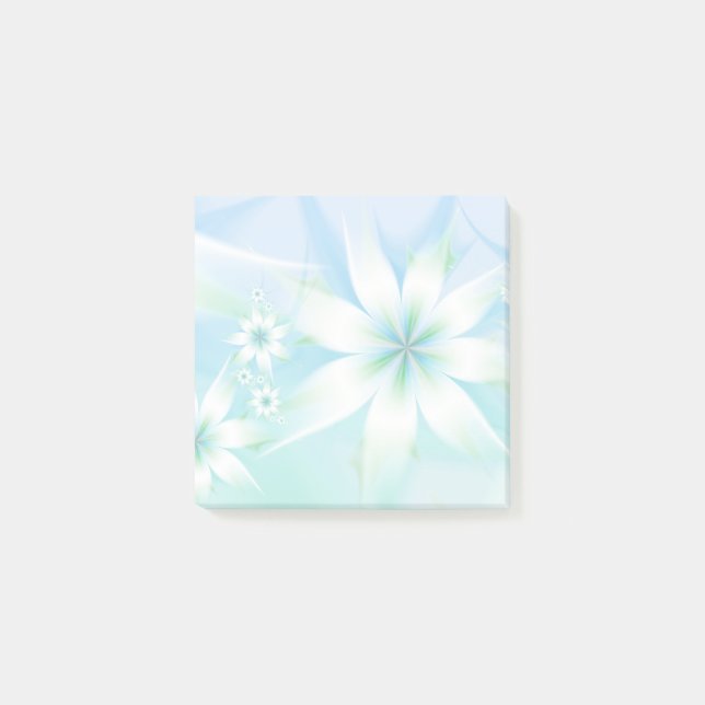 Post-it® Élégant Pastel Floral Abstrait| Vert bleu blanc (Devant)
