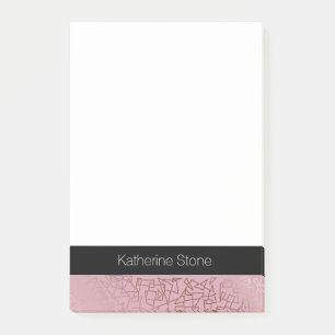 Post-it® Elégant rose élégant or géométrique motif rose
