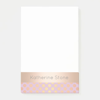 Post-it® Elégant rose élégant or pois motif rose