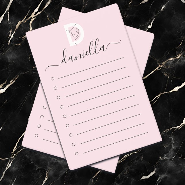 Post-it® Élégant rose et femmes face ligne Art Monogramme (Créateur téléchargé)