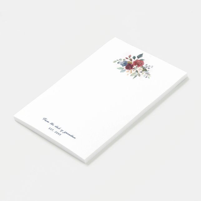 Post-it® Élégant Script Floral Fleur Personnalisé (Incliné)