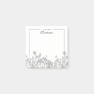 Post-it® Élégant script minimaliste croquis floral