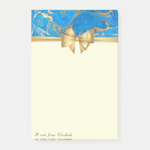 Post-it® Elégant Style, Bow, Blue Gold Marble Texture