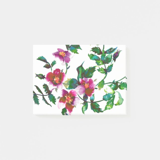 Post-it® Elégante aquarelle moderne fleur sauvage rose fonc (Devant)