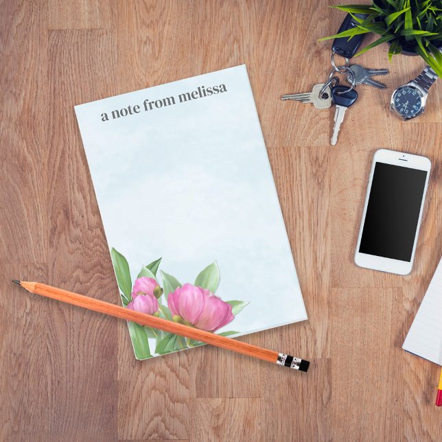 Post-it® Elégante aquarelle moderne Peonies roses Floral (Créateur téléchargé)