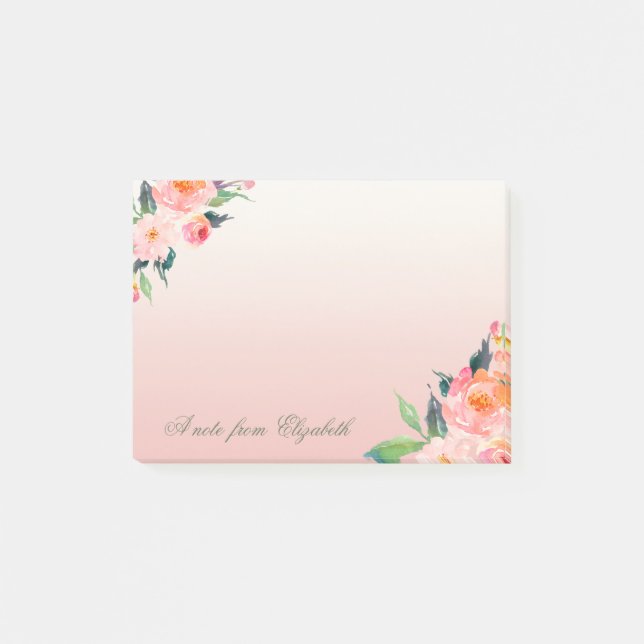 Post-it® Élégante Fille élégante, Fleurs aquarelles (Devant)