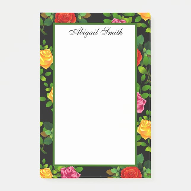 Post-it® Élégante Fleur Rose Rouge Jaune Rose Et Violet (Devant)