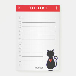 Post-it® Elégante Liste à faire et Silhouette de chat noir 