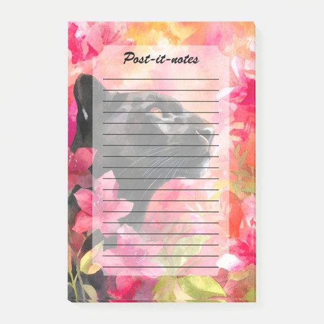 Post-it® Élégante panthère noire florale sauvage florissant (Devant)