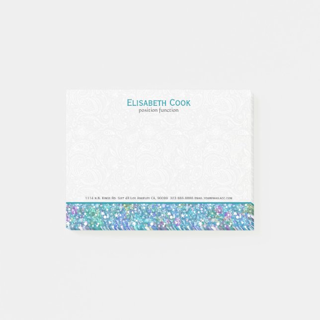 Post-it® Élégante Parties scintillant bleu-vert (Devant)